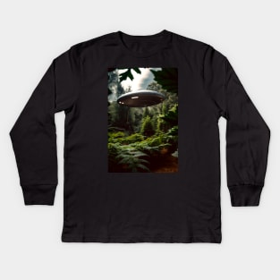 UFO In A Weed Garden Kids Long Sleeve T-Shirt